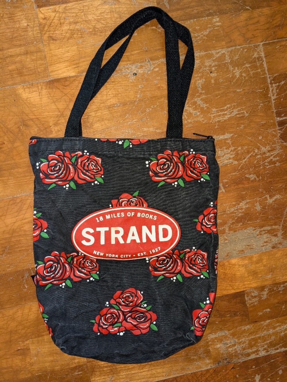 Strand Black & Red Rose Tote Bag